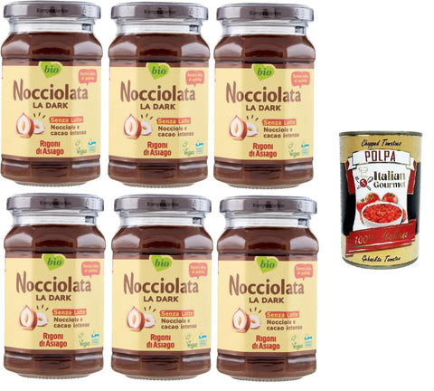 Rigoni di Asiago Nocciolata, La Dark, Dairy Free, 6 x 250 g, Hazelnut Cream without Palm Oil, Nut Nougat Cream without Palm Oil, Delicious Spread, Vegan + Italian Gourmet Polpa 400 g