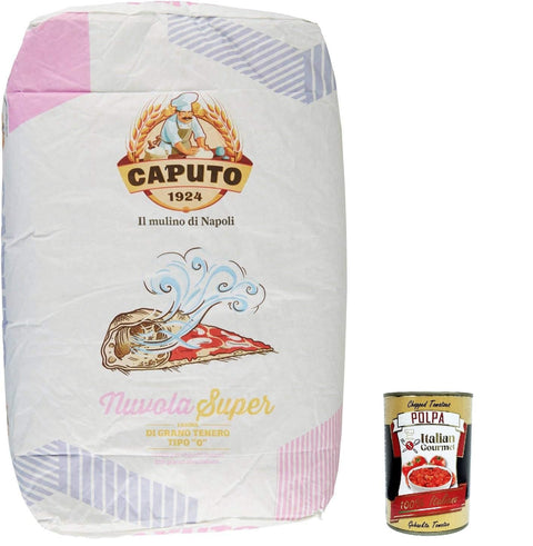 Farina Molino Caputo Nuvola Super Pizza Napoli Pizza Flour for Light Dough 25 kg 100% Natural + Italian Gourmet Polpa 400 g
