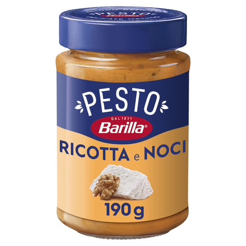 Barilla Pesto Ricotta e Noci 12 x 190 g Gluten-Free Italian Pasta Sauce with Creamy Ricotta, Walnuts and Grana Padano, Pasta Sauce, Red Pesto
