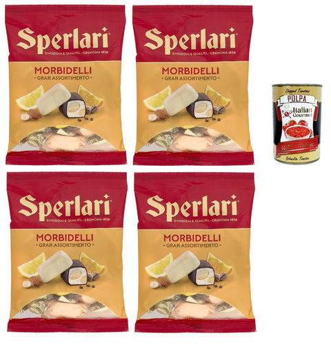 Sperlari Morbidelli Gran Assortimento - Soft Nougat Chocolates, Mix with Chocolate & Citrus - 4 Bags 117 g | Italian Confectionery for Family & Guests + Italian Gourmet Polpa
