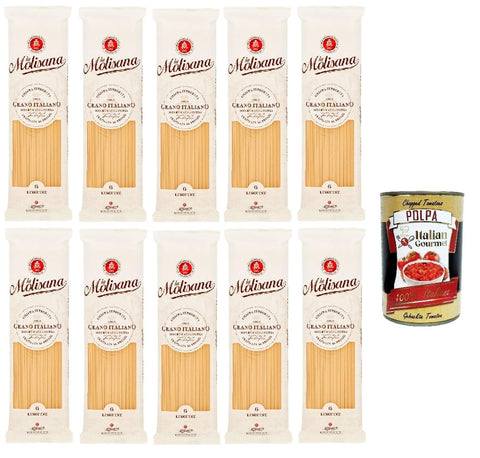 La Molisana Linguine N.6 - 10 x 500 g (5 kg) - 100% Durum Wheat Semolina, remains al dente, rough surface for perfect sauce adhesion, Italian pasta for fish & seafood + Italian Gourmet polpa