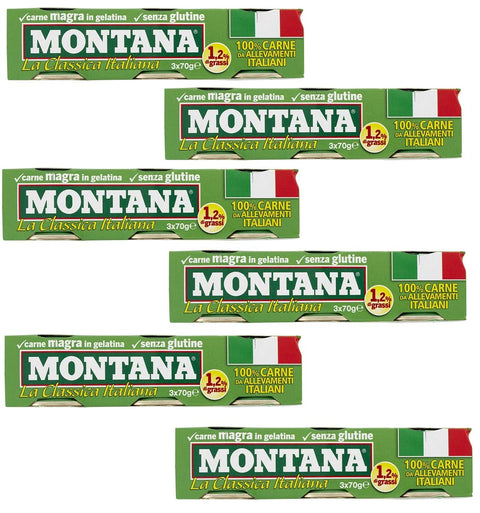 6 x Montana Carne Classica Beef in Aspic Tin 3 x 70 g 100% Italian Meat