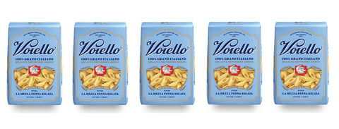 Voiello La Mezza Penna Rigata n°154 Pasta, 100% Italian Wheat, 500 g, Durum Wheat Semolina Pasta, Bronze Drawing, Pack of 5