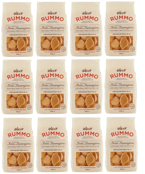 Rummo Pasta Conchiglioni Rigati N°147, Italian Pasta Made from Durum Wheat Semolina, Italian Pasta, 500 g, Pack of 12