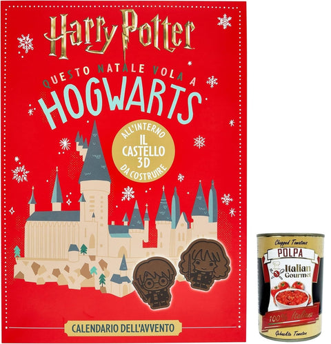 Sperlari Harry Potter Advent Calendar - 3D Hogwarts Castle for Crafts, with Milk Chocolate & Figures to Cut Out - 200 g + Italian Gourmet Polpa 400 g