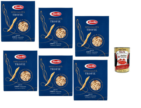 Barilla Trofie Specialità 6 x 500 g – Ligurian Spiral Noodles Made from 100% Durum Wheat Semolina, Bronze Rough Surface, al Dente in 10 Mins, Storage Pack + Italian Gourmet Polpa