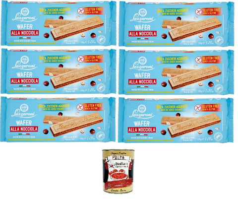 Lazzaroni Wafer alla Nocciola Senza Glutine Glutine Hazelnut Wafers 6 x 175 g + Italian Gourmet Polpa 400 g