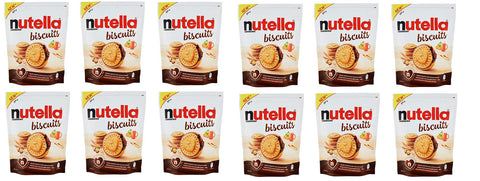 12 x Ferrero Nutella Biscuits Filled with Nutella Biscuits with Hazelnut Cream Bag with 304 g Cookies Sweet Snack
