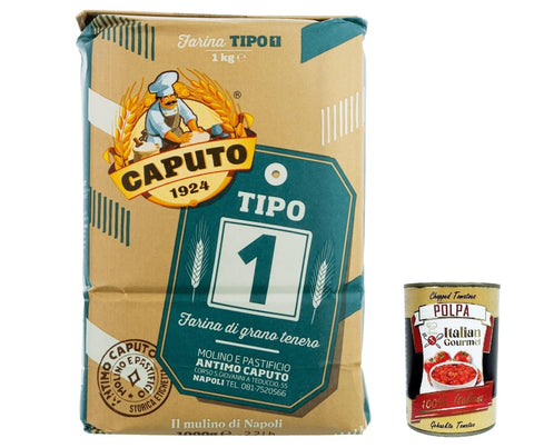 12x Farina Molino Caputo Tipo 1 Pizza Napoli Pizza Flour Pizza Flour 1 kg + Italian Gourmet Polpa 400 g