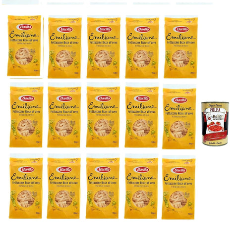 20 x Pasta Barilla Emiliane 100% Italian Fettuccine Ricce all'Uovo n°275 Pasta with Egg 250 g + Italian Gourmet Polpa 400 g