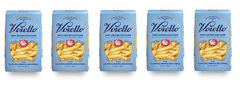 Voiello La Penna Doppia Rigatura n°152 Pasta, 100% Italian Wheat, 500 g, Durum Wheat Semolina Pasta, Bronze Drawing, Pack of 5