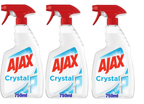 3 x Ajax Crystal Clean Glass Cleaner Spray 750 ml | Spray Glass Cleaner with Ammonia I 100% Anti-Stain | For Glass, Mirrors and Surfaces + Italian Gourmet Polpa 400 g