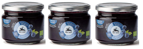 3x Alce Nero Composta di Mirtilli Biologica Organic Blueberry Compote with Organic Blueberries 270 g