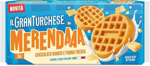 10x Granturchese La Merenda Cioccolato Bianco e Panna Fresca Soft White Chocolate and Fresh Cream Snack 240g