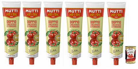 6 x Mutti Doppio Concentrato di Pomodoro, Double Tomato Concentrate, 100% Italian Tomato, 130 g Tube + Italian Gourmet Polpa di Pomodoro 400 g Tin
