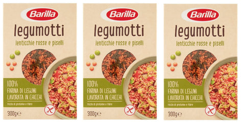 3 x Barilla Legumotti Lenticchie Rosse e Piselli Red Lentils and Peas Rich in Protein and Fibre Gluten Free 300 g