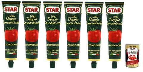 Star Doppio Concentrato di Pomodoro, Double Tomato Concentrate, 100% Italian Tomato, 6x 135g Tube + Italian Gourmet Polpa di Pomodoro 400g Tin