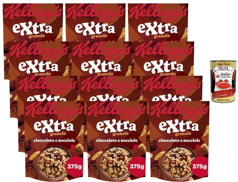 Granola Cereal Chocolate Hazelnut 12 x 375 g Crispy Oat Crunch Breakfast Cereals Family Pack Supply without Palm Oil Rich in Fibre + Italian Gourmet Polpa