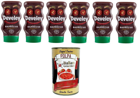 Salsa barbecue squeeze, Senza glutine, 100% ingredienti natural, BBQ squeeze sauce, gluten-free, 100% natural ingredients, 6 x 287 g + Italian gourmet polpa 400 g