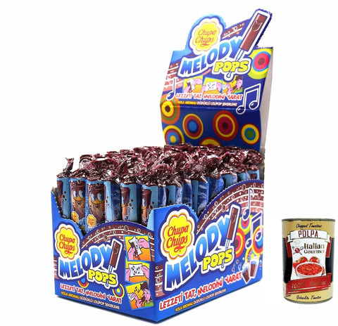 Chupa Chups Lollipops Cola Flavour Melody Pops 48 Pieces x 15 g + Italian Gourmet Polpa 400 g