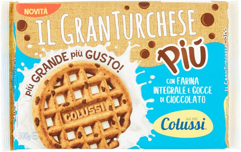 10x Colussi Granturchese Più Biscotti Con Farina Integrale e Gocce di Cioccolato with Whole Grain Flour and Chocolate Chips Biscuits Biscuits 300 g