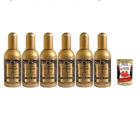 Tesori D'oriente Royal Oud dello Yemen 100 ml, Spicy and Woody Fragrance 6 x 100 ml + Italian Gourmet Polpa 400 g