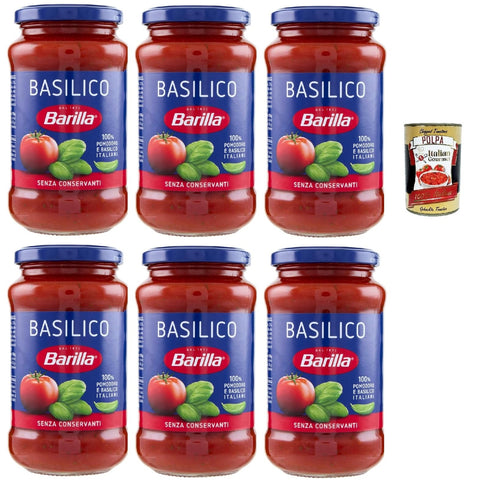 Barilla Basilico Pasta Sauce - 6 x 400 g (2.4 kg) | With Italian Tomatoes & Basil - Fruity Aromatic, Ready to Serve, No Preservatives + Italian Gourmet Polpa