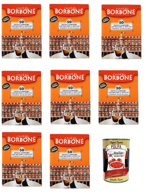 Italian Gourmet E.R. 8 x Caffè Borbone 50 Capsule Miscela Decisa Compatible with Nespresso Machines for Home Use Italian Coffee 5 g + Italian Gourmet Polpa 400 g