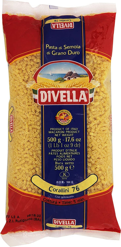 10x Pasta Divella 100% Italian N° 76 Corallini 500 g