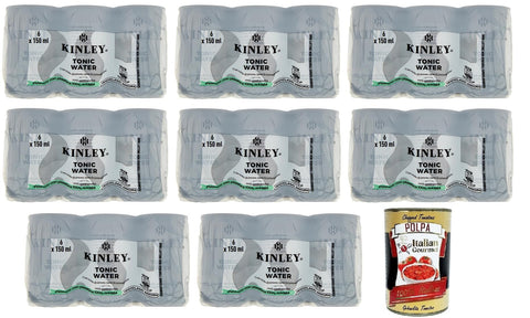 48 x Kinley Tonic Water, Carbonated Drink with an Intense and Refreshing Taste, 150 ml Disposable Mini Tins + Italian Gourmet Polpa di Pomodoro 400 g Tin