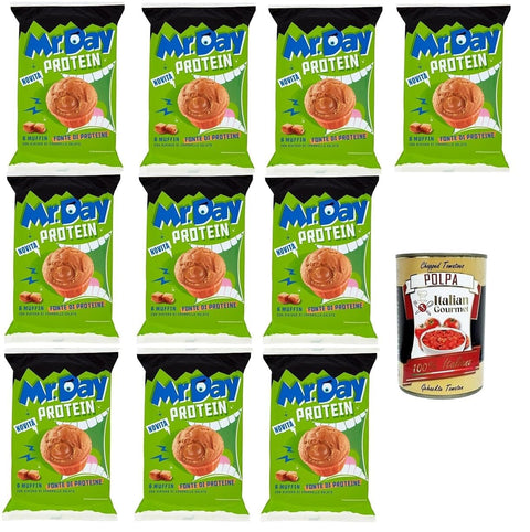 Mr. Day Soft Protein Muffins with Caramello Salato, with Salted Caramel Cream Filling, 10 x 252 g + Italian Gourmet Polpa 400 g