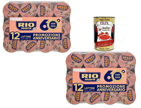 Rio Mare Tuna in Olive Oil 24 x 80 g Supply Pack FSC Certified Tuna Delicate Pieces Rich in Protein + Italian Gourmet Polpa