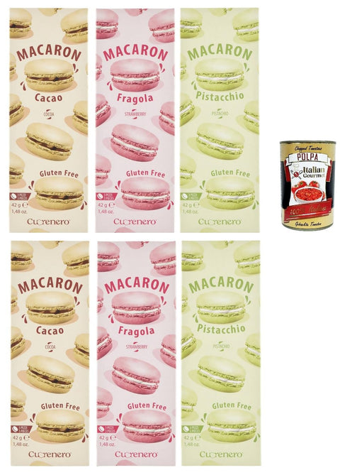 Cuorenero Macaron Test Pack, Gluten Free, Gluten Free, Kosher, Macaron Chocolate Alde 6 x 42 g + Italian Gourmet Polpa 400 g