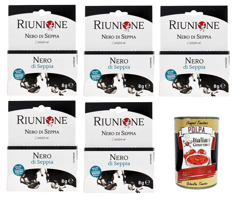 RIUNIONE Nero di Seppia Squid Ink 5x 8g (2x4g) + Italian Gourmet Polpa 400g