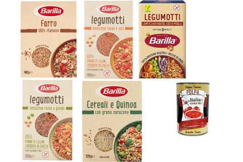 Barilla Farro Legumotti Cereali Quinoa Mix Pack of 5 - Italian Cereal & Legume Dishes, Quick Side Dishes, High Fibre + Italian Gourmet Polpa