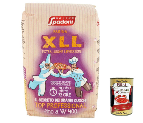 10 x Molino Spadoni Farina XLL 1 kg Indicata per Lunghe Lievitazioni, Flour Suitable for Long Rising + Italian Gourmet Polpa 400 g