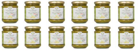 12 x Brontedolci Pesto di Pistacchio Pistachio Pesto Cooking Sauces Pasta Sauce Ideal for Seasoning First Courses 190 g in Glass from Sicily with 55% Pistachios