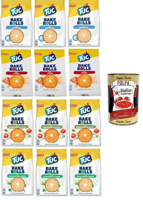 Tuc Bake Rolls, Chips di Pane Sottile e Croccante Test Pack, Oven Baked, Thin and Crispy Bread Chips, 12 x 150 g