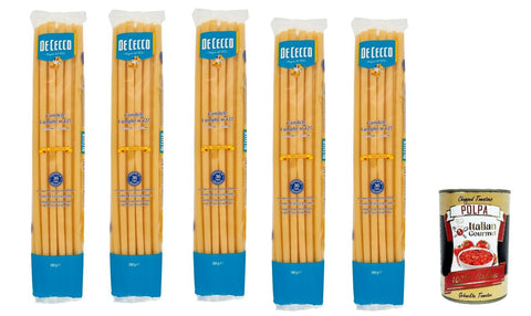 De Cecco Le Specialità Candele Lunghe N°127, 100% Italian Pasta Pasta, 5 x 500 g + Italian Gourmet Polpa 400 g