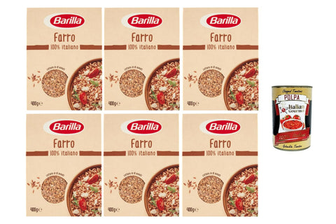 Barilla Farro 100% Italiano Ready to Cook Cereals 6 x 400 g | Side Dish for Salads, Bowls & Soups | High Fibre, Versatile, Vegan + Italian Gourmet Polpa