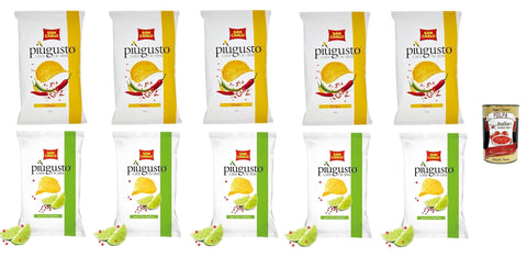 Test Pack San Carlo Più Gusto Patatine, Lime and Pink Pepper + Vivace Paprika - Potato Chips Chips, 10 x 150 g Bag + Italian Gourmet Polpa 400 g