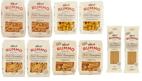 Pack of 10 Rummo Pasta Maccheroncelli - Fusilli - Conchiglie Rigate - Lumachine - Tripoline, Italian Pasta Made from Durum Wheat Semolina, Italian Pasta, 500 g