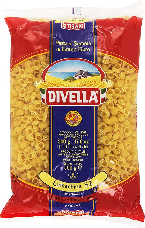 Divella Lumachine N. 52 Durum Wheat Semolina Pasta, Italian Pasta, 500 g Pack + Italian Gourmet Polpa di Pomodoro 400 g Tub, Pack of 24