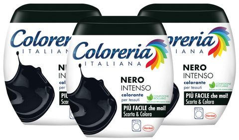Coloreria Italiana Grey Fabric and Clothing Dye in Washing Machine, Deep Black, 3 Packs of 350 g