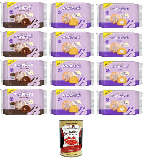Bauli Pandori' Classico Test Pack, Cioccolato, Latte Classic, Chocolate, Soft Milk Pandoro Pastry, Speciality of Italian Pastries, 4 x 150 g, 8 x 178 g + Italian Gourmet Polpa 400 g