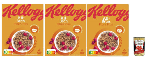 Kellogg's All-Bran Fibre Plus 3 x 500 g - 1.5 kg Whole Grain Wheat Bran Muesli, Very High Fibre, Crispy, Ideal for Breakfast & Yogurt - Vegetarian, Nutri-Score B + Italian Gourmet Polpa