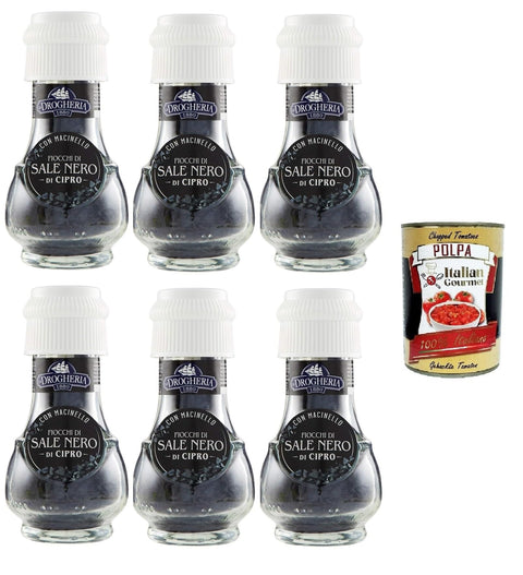 La Drogheria Sale Nero di Cipro Black Salt from Cyprus 6 x 50 g + Italian Gourmet Polpa 400 g