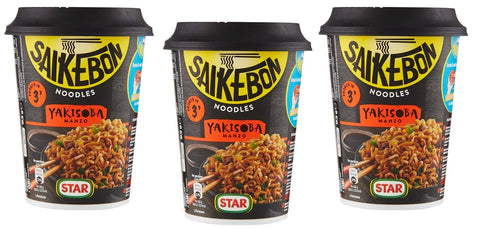 3 x Star Saikebon Noodles Yakisoba Manzo Japanese Dish Consisting of Pasta, Meat and Vegetables 93 g