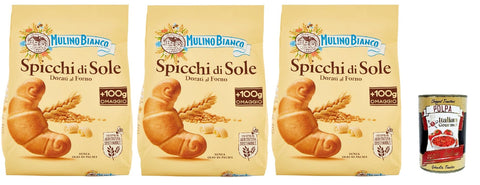 Mulino Bianco Spicchi di Sole Biscotti Dorati al Forno, Golden Baked Biscuits, Biscuit Cookies, 3 x 900 g + Italian Gourmet Polpa 400 g