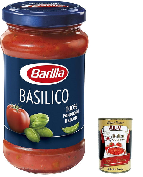 3 x Barilla pasta sauce sugo al Basilico classica - basil sauce 400g + Italian gourmet polpa 400g